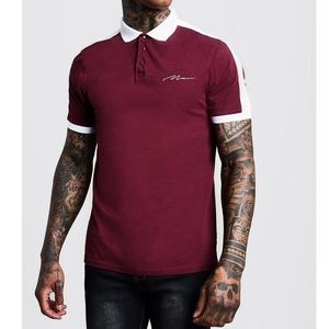 MAN signature contrast panel polo